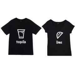 Tequila and Lime Baskılı Sevgililer Günü Özel Çift Tişört