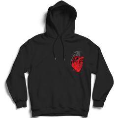 El Bombası Kalp Baskılı Özel Tasarım Kapşonlu Sweatshirt