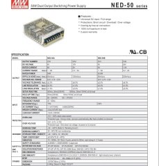 5V 6A ve 12V 2A Metal Adaptör MEAN WELL  NED-50A AC/DC Power Supply - 2 Outputs - 5V/12V@6A/2A -