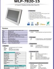 WLP-7820-15 EOL, 15'' Pentium M slim fanless panel PC