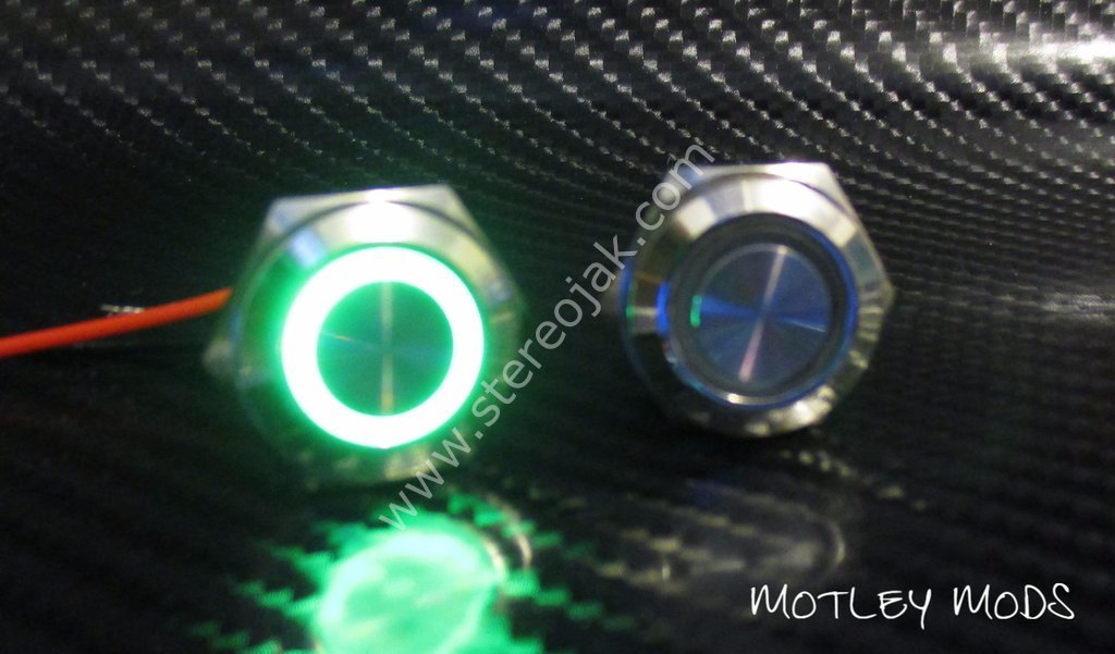 16MM METAL IŞIKLI LEDLİ  PUSH BUTON YEŞİL 12 VOLT