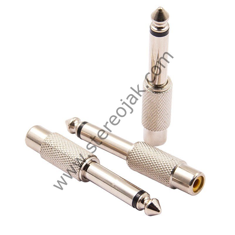 KALİTELİ NİKEL RCA DİŞİ GİRİŞ -6.3MM MONO ÇIKIŞ ÇEVİRİCİ ADAPTER