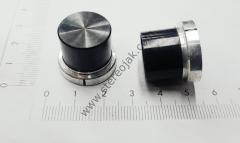 Potansiyometre Düğmesi , Taban 22mm , Yükseklik 18mm , Tepe 18mm ( 6mm Pot Millerine Uygundur )