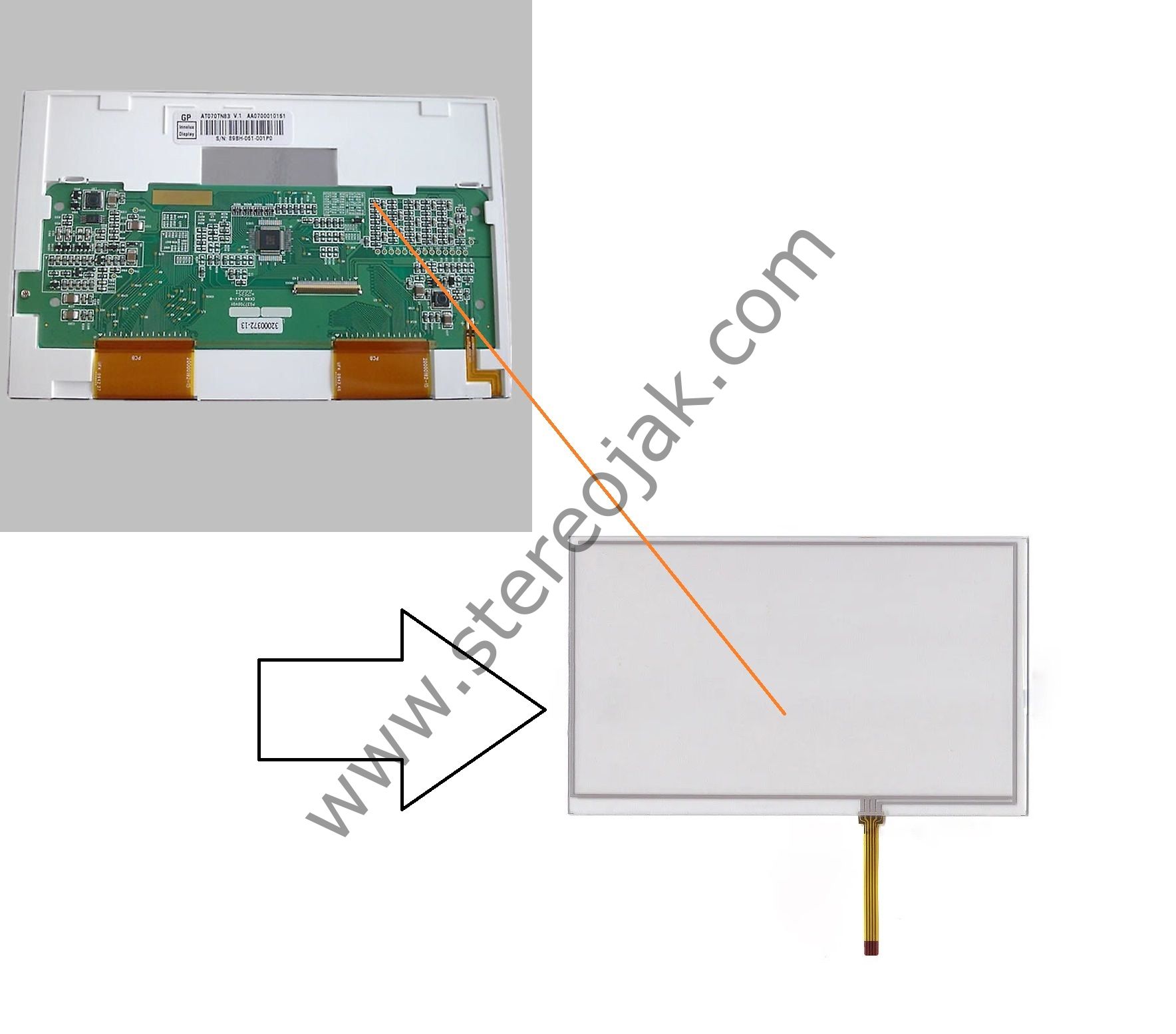 AT070TN83 V.1   LCD   UYUMLU    DIŞ  YÜZEY  DOKUNMATİK  BÖLÜM