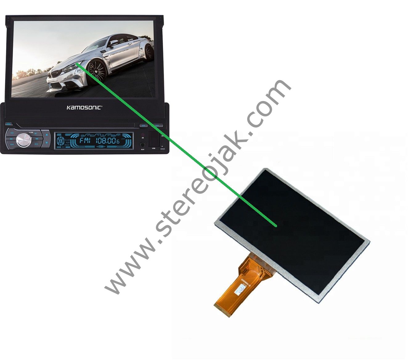 Kamosonıc Ks-Bt704 Indash Oto Teyp 7''   İÇ KISIM   LCD EKRANI    (  WD070AEA150A0   )