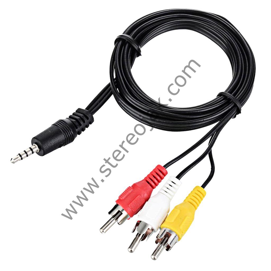 3 Rca - 3.5 Jak (4 Boğumlu )  ,1 Metre Kablo - A/V - Audio Video Cable
