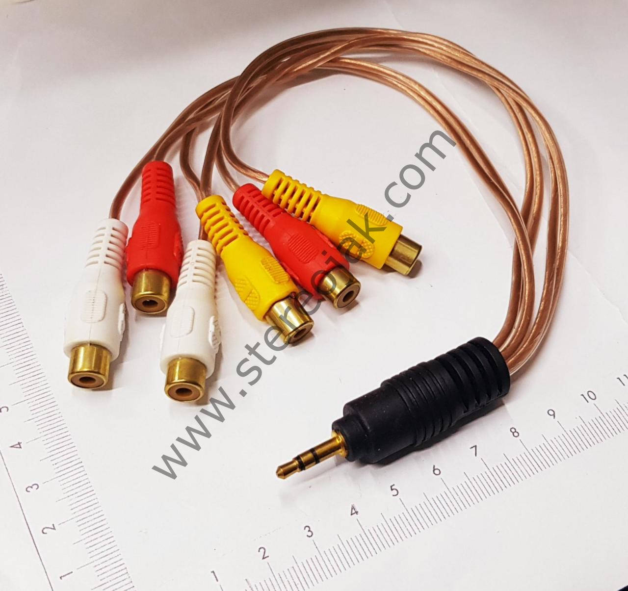 3,5mm Erkek Stereo - 6 RCA Dişi - 30CM  5+1 Kablo