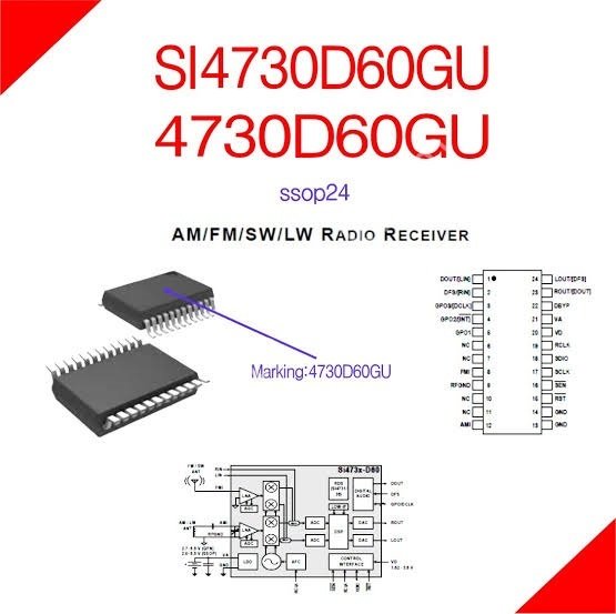 4730d60gu  1609dcf029        Si4730d60gu 4730d60gu 4730 (ssop) BROADCAST AM/FM/SW/LW RADIO RECEIVER