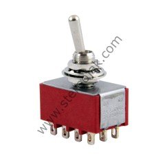 Toggle Switch , 12 Pin , ON-OFF-ON , 6mm , Lehim Ayak , Kaliteli