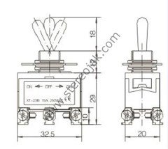 3 Konum , Çubuklu Anahtar , Toggle Switch , 6 Pin , ON-OFF-ON , 12 mm , Vida Ayak , Kaliteli