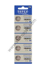 SUPEX Pil Düğme 3v 2032 Lityum (5'li Paket) Cr-2032