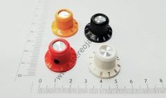 0-10 Numaralı Pot Düğmesi , Vidalı Düğme , Yükseklik 26mm , Taban 23mm , İç 6mm , 4 Renk , ( Miktar İçin Stok Sorunuz )