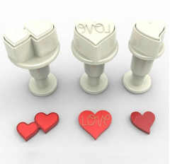 Mini 3 Farklı Kalp Basmalı Enjektörlü Kurabiye Kalıbı 3 Parça