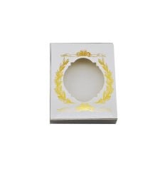 Altın Yaldızlı Beyaz Asetat Kutu 15x12x3 cm