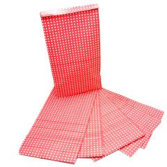Kırmızı Puantiyeli Hediye Paketi Kese Kağıdı 25x15x6 cm 100 Adet