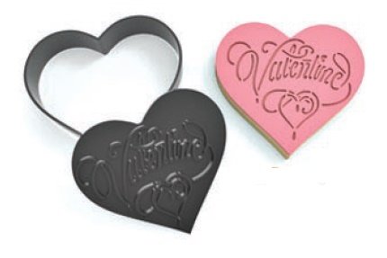 Valentine Yazılı Sevgililer Günü Kurabiye Kesme ve Damgalama Kalıbı 2 Parça