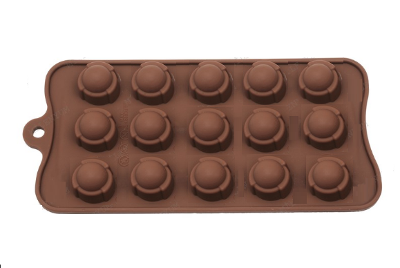Silikon Yuvarlak Kenarları Çizgili Çikolata Kalıbı (1283) - 15 Delikli