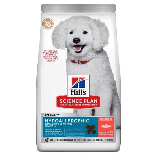 Hill's Science Plan Hypoallergenic Somonlu Mini Irk Tahılsız Yetişkin Köpek Maması  1,5kg skt:03/25