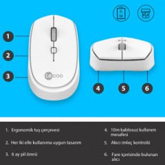 LENOVO LECOO WS202 BEYAZ USB KABLOSUZ MOUSE