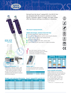 Socorex Acura® Manual 826 XS Extra Sharp 0.5-10 µL Ayarlanabilir Mikro Otomatik Pipet