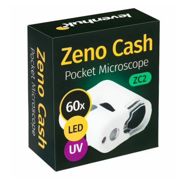 Levenhuk Zeno Cash ZC2 Cep Mikroskopu LED ve UV Işıklı Portatif Mikroskop Büyütme: 60x