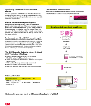 3M™ MDA2ECO96 E. coliO157 (H7 Dahil) Moleküler Tespit Kiti 2 96 Test / Kutu