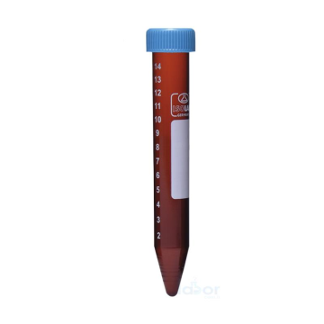 ISOLAB Santrifüj Tüpü - Amber - P.P - Vidalı Kapaklı - 15 ml - Steril - Aseptik  50 Adet / Poşet