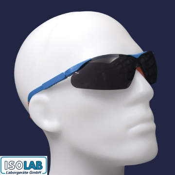 ISOLAB Spectacle Koruyucu Gözlük Polikarbonat Lens, UV 400 Koruması (Koyu Lens - Mavi Çerçeve)