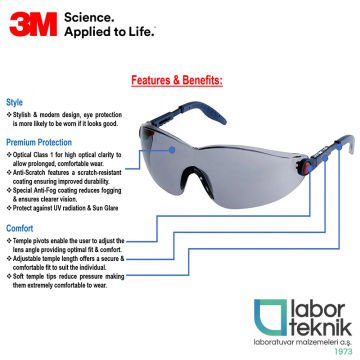 3M™ 2741 Konfor Serisi Koruyucu Güvenlik Gözlüğü AS/AF Lens (Gri)