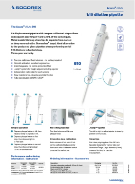 SOCOREX Acura® dilute 810 1:10 Seyreltme Pipeti 1 / 0,1 mL