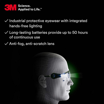 3M™ Led Light Vision™ İş Güvenliği Koruyucu Gözlük Buğulanmaz, Anti Statik, Çizilmelere Dayanıklı Polikarbonat Lens