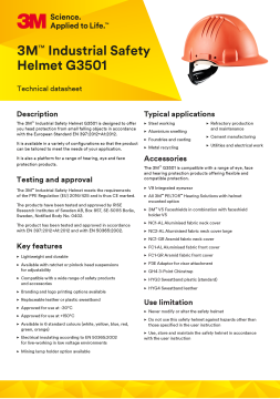 3M™ G3501 Baret 150 °C 'ye Kadar Yüksek Sıcaklığa Dayanıklı - (Sarı)