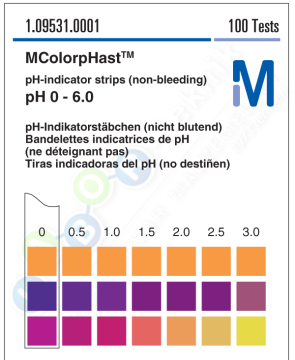 Merck 109531 pH-İndikatör Şeritleri Acilit®  pH 0 - 6  McolorpHast™ 1 Ep