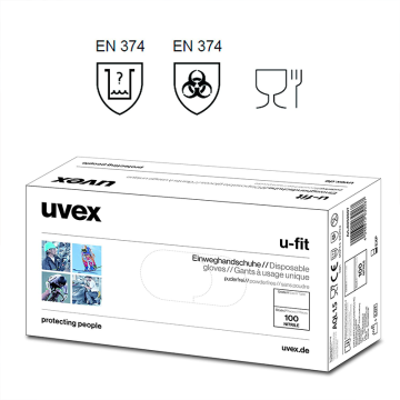 Uvex U-Fit Nitril Eldiven  ''Kimyasal Koruma Eldiveni''  0.10 mm  S  (Kutu/100Adet)