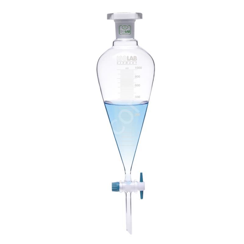 ISOLAB Ayırma Hunisi - Cam - Konik - Dereceli - Ptfe Musluklu - 1000 ml