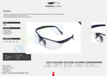 Swissone Safety Rush Koruyucu Gözlük (Siyah Renk)