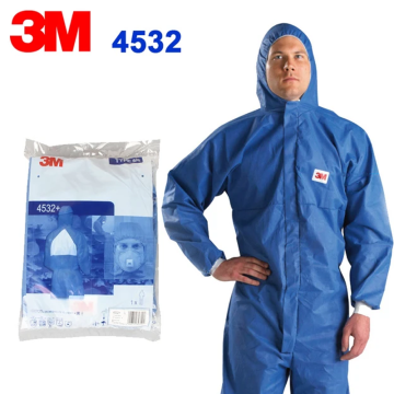 3M™ 4532+ Koruyucu Tulum M Mavi, Artırılmış Yağ ve Alkol Performansı, Kuru Partiküllere, Belirli Sınırlı Sıvı Kimyasal Sıçramalarına Karşı (Tip 5 ve 6)