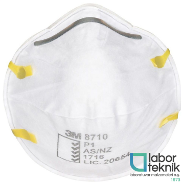 3M™ 8710 Ventilsiz Tek Kullanımlık Buğu ve Toz Koruyucu Maske AS/NZ - Valfsiz - P1 Filtreli - 1 Adet