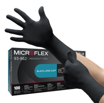 Ansell MICROFLEX® MidKnight® XTRA 93-862  Kimyasallara Dirençli Nitril Laboratuvar Eldiveni Large (8.5 - 9) 100 Adet/Kutu