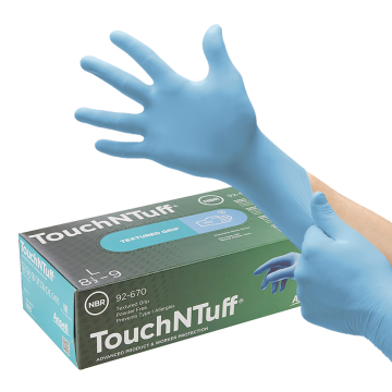 Ansell TouchNTuff® 92-670 Kimyasallara Dirençli Nitril Laboratuvar Eldiveni Large (8.5 - 9) 100 Adet/Kutu