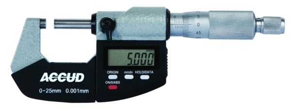 Accud Dijital Dış Çap Mikrometresi 311 Serisi 0-25 mm
