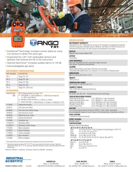 INDUSTRIAL SCIENTIFIC TX1-2 TAŞINABİLİR H2S (Hidrojensülfür) GAZ DEDEKTÖRÜ