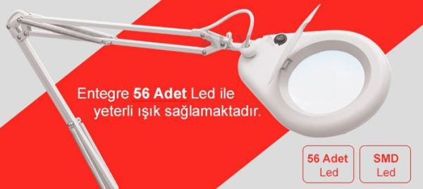 Tello Led Işıklı Masa Bağlantılı Büyüteç 5X