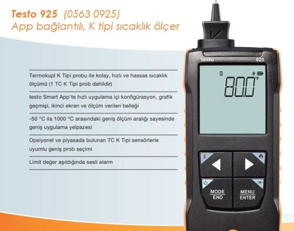 Testo 925 Mıknatıs Problu Metal Yüzey Sıcaklık Ölçer Seti  ( 0602-4892 )