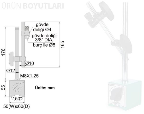 İnsize 6200-60 Manyetik Ayak