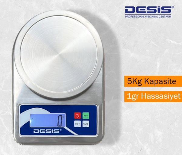 Desis KFS S1 Paslanmaz Dijital Terazi 5KG / 1GR