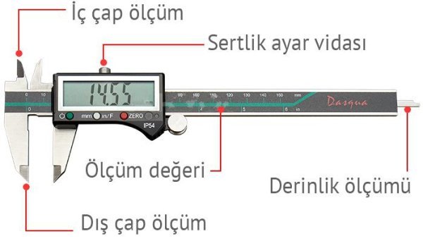 Dasqua 2310-7105 Dijital Kumpas 0-150 mm (IP54 Korumalı)