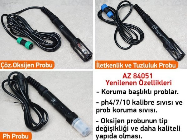 AZ 84051 Combo Su Kalite Ölçüm Seti (PH, İletkenlik, Tuzluluk, Çözünmüş Oksijen ve Sıcaklık)