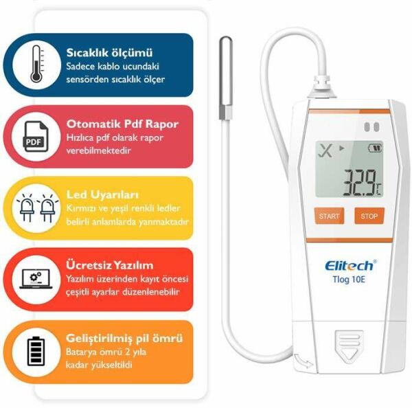Tlog 10E Kablolu Sıcaklık Kayıt Cihazı | Hassas