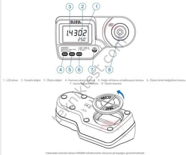 HANNA HI96800 Refraktif İndeks ve Brix Ölçer Refraktometre